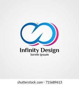Infinity loop unlimited logo symbol design. Infinite cloud data concept. Blue and purple color Vector illustration 