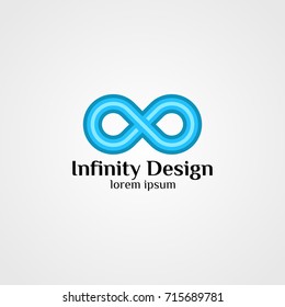 Infinity loop unlimited logo symbol design. Infinite cloud data concept. Blue color vector illustration 