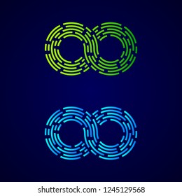 Infinity and Looped Colorful logo with Five Line Dots Square shape , Fast Speed and Delivery, Technology and Digital Connection concept for your Corporate identity