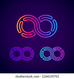 Infinity and Looped Colorful logo with Three Line Dots Circle shape , Link Maze Labyrinth, Technology and Digital Connection concept for your Corporate identity