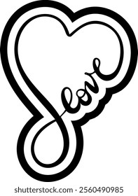 infinity love heart valentines day black vector graphic design and cut file