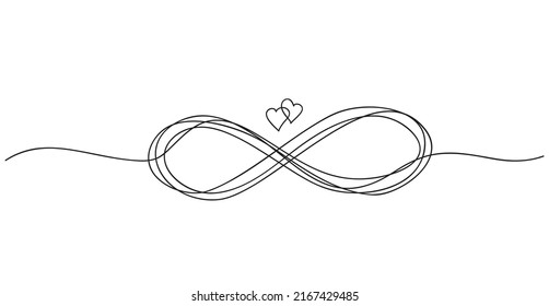 Infinity love icon. Continuous line art drawing Hearts with Infinity symbol. Friendship and love concept. Best friend forever. Vector illustration