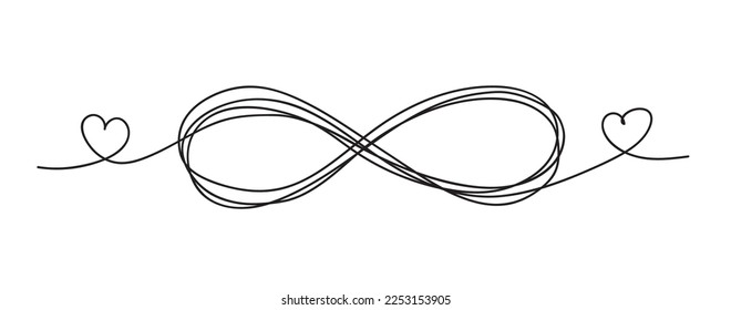 Infinity love icon. Continuous line art drawing Hearts with Infinity symbol. Friendship and love concept. Best friend forever. Vector illustration