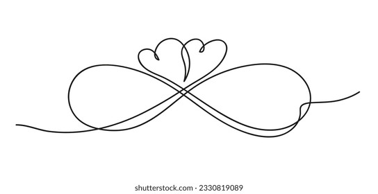 Infinity love icon. Continuous line art drawing Heart and Infinity symbol. Friendship and love concept. Best friend forever. Vector illustration
