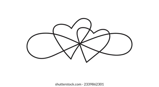 Infinity love icon. Continuous line art drawing Heart and Infinity symbol. Friendship and love concept. Best friend forever. Vector illustration