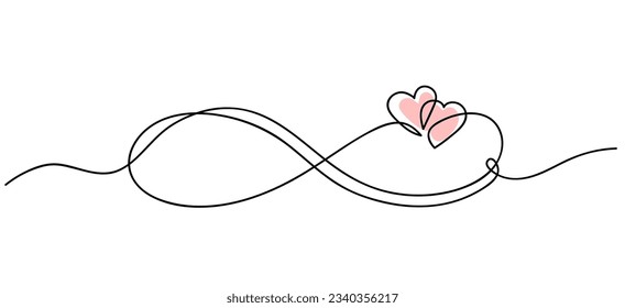 Infinity love icon. Continuous line art drawing Heart and Infinity symbol. Friendship and love concept. Best friend forever. Vector illustration