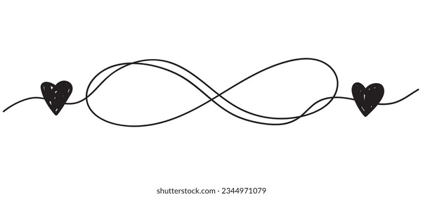 Unendlichkeit Liebessymbol. Starke Linienzeichnung Herz und Unendlichkeit Symbol. Freundschaft und Liebeskonzept. Bester Freund für immer. Vektorgrafik