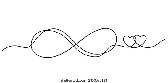 Infinity love icon. Continuous line art drawing Hearts and Infinity symbol. Friendship and love concept. Best friend forever. Vector illustration