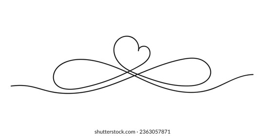 Infinity love icon. Continuous line art drawing Heart and Infinity symbol. Friendship and love concept. Best friend forever. Vector illustration