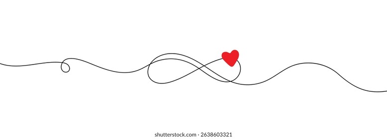 Infinity love icon. Continuous line art drawing Heart and Infinity symbol. Friendship and love concept. Best friend forever. Vector illustration, One continuous line drawing of Infinity symbol. 