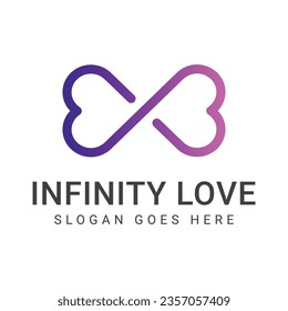 Diseño del logotipo de amor infinito logotipo de corazón colorido moderno