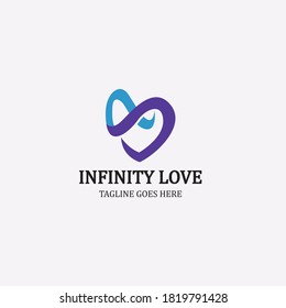 Plantilla de diseño del logotipo de amor infinito. Ilustración del vector