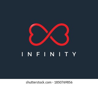 Infinity love loop unlimited logo symbol design. Infinite heart cloud data concept. Pink and purple color vector illustration