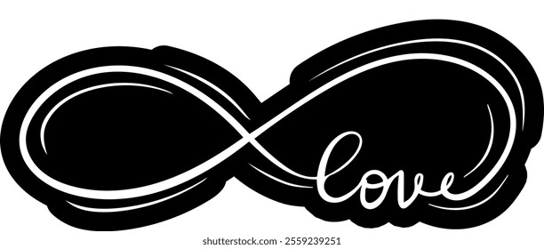 infinity love loop valentines day black vector graphic design and cut file