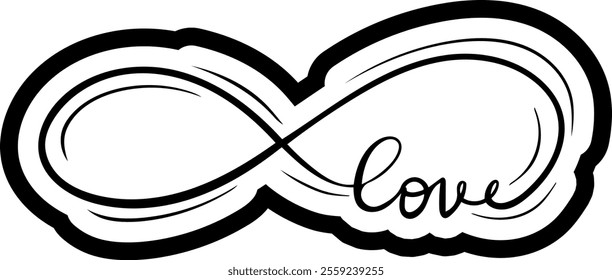 infinity love loop valentines day black vector graphic design and cut file