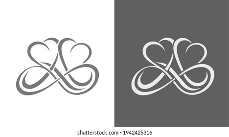 Infinity love symbol on light and dark background