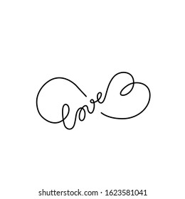 Infinity love symbols tattoo, love you. Hand written calligraphy lettering text for invitation and greeting card for Valentines Day, print, t-shirt, emblem or logo design, continuous line drawing.