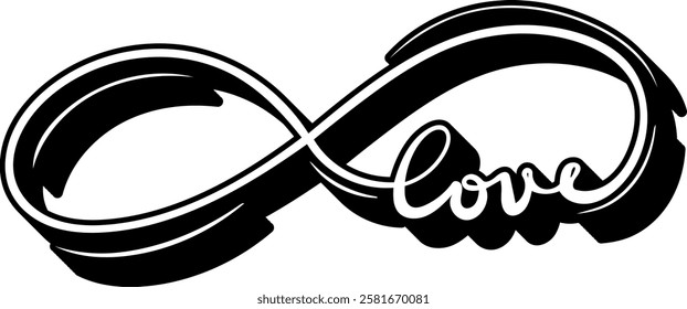 infinity love valentines day quote black vector graphic design and cut file