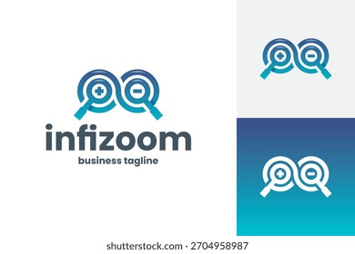 Vector de logotipo de lupa infinita