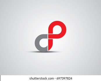 Infinity mark and letter p vector icon