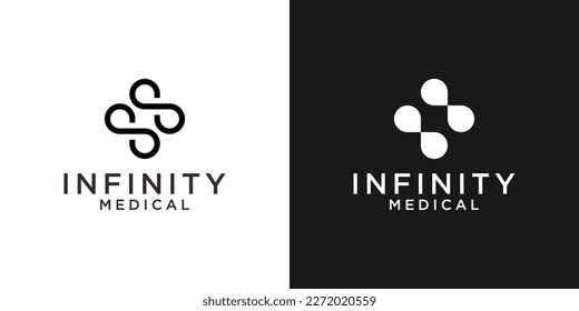 ilustración vectorial del diseño del logotipo infinito y médico