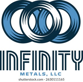 Infinity Metals Industrial Logo Vector with Elegant Interconnected Infinity Loops Modern Metallic Design