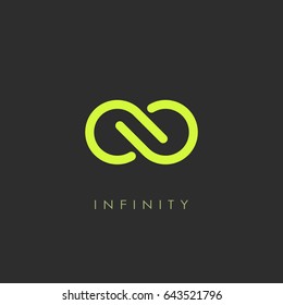 Infinity minimalistic vector logo on black background