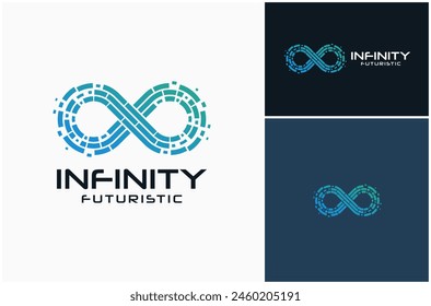 Infinity Mobius Loop Infinite Technology Data Digital Futuristic Vector Logo Design Illustration