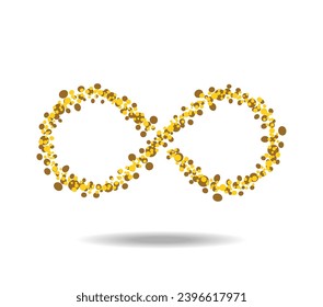 Infinity mobius loop made of golden bubbles. Sign of infinity 8. Infinity symbol