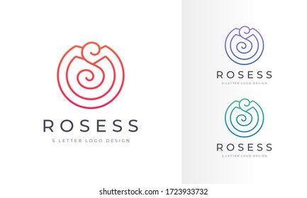 Infinity Modern Rose Flower S Carta Arte de la línea de logotipos, empresa, Diseño de logotipos para restaurantes de empresa. Plantilla de vector
