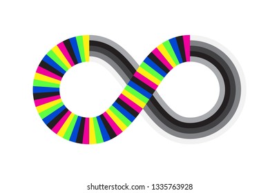 Infinity, moebius vector symbol, logo or limitless sign isolated on white background. Creative infinite or eternity endless icon