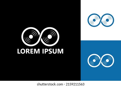 Infinity music disk logo template design vector