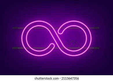 Unendlichkeit im Neonsymbol-Stil. Rundes Logo. Zukunftskonzept. Vektorgrafik