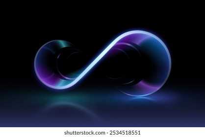 Infinity neon shape on black background