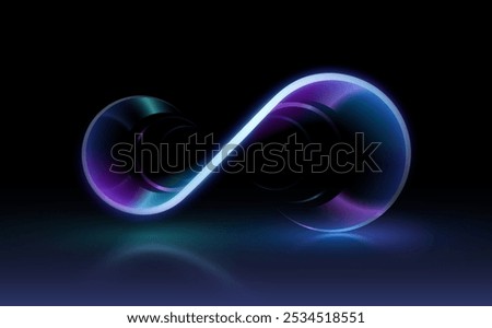 Infinity neon shape on black background