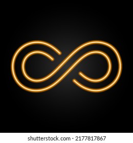 infinity neon sign, modern glowing banner design, colorful modern design trends on black background. Vector illustration.