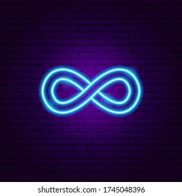 Infinity Neon Sign. Vector Illustration of Meditation Promotion.