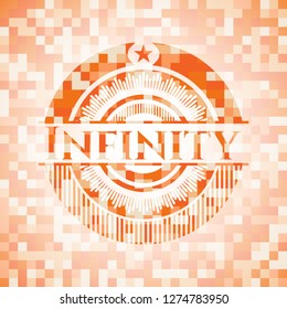 Infinity orange mosaic emblem with background