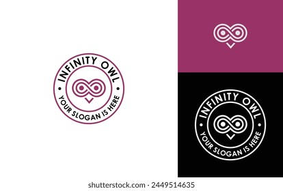 Infinity owl eye logo design vector