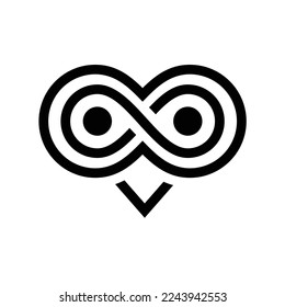 infinity owl eyes line art logo