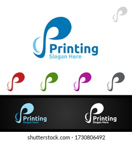 Infinity P Printing Company Vector Logo Design for Media, Retail, Advertising, Newspaper or Book Concept