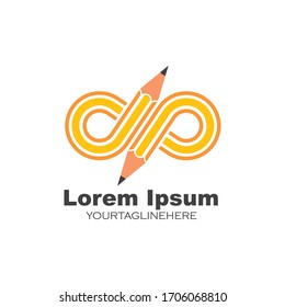 infinity pencil conceptl vector illustration icon and logo of education design