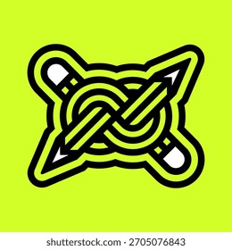 Icono de lápices infinitos. Lápices de infinito en estilo de contorno de neón llamativo que forman un símbolo de bucle creativo para Elementos de diseño artísticos y recursos de ilustración modernos