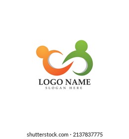 personas con infinito cuidado logotipo y plantilla de símbolos