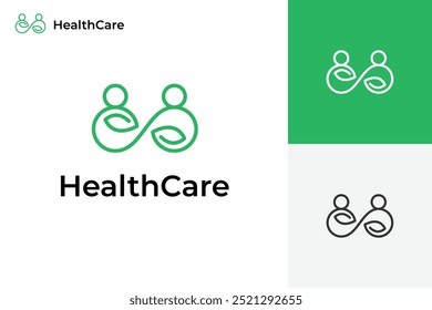 infinity people leaf logo icon design for for health lifestyle logo illustration design element