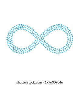 Infinity with phone ringing flat icon blue color vector illustration Isolated on a white background