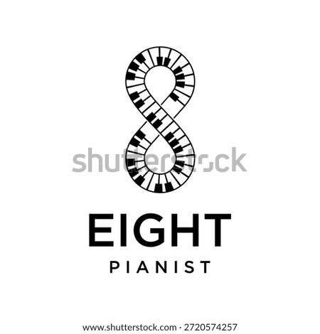 Infinity piano logo. Symbols of endless, unlimited, eternal. Infinity, eternity, infinite, endless, loop symbols.