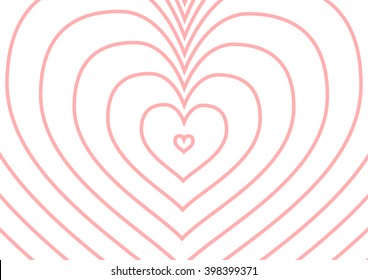 Infinity pink heart silhouette on white, a4 size horizontal illustration
