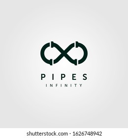 infinity pipes logo. plumbing twin circle vector illustration design