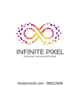 Infinity Pixel Logo / Colorful Infinite Pixel Vector 